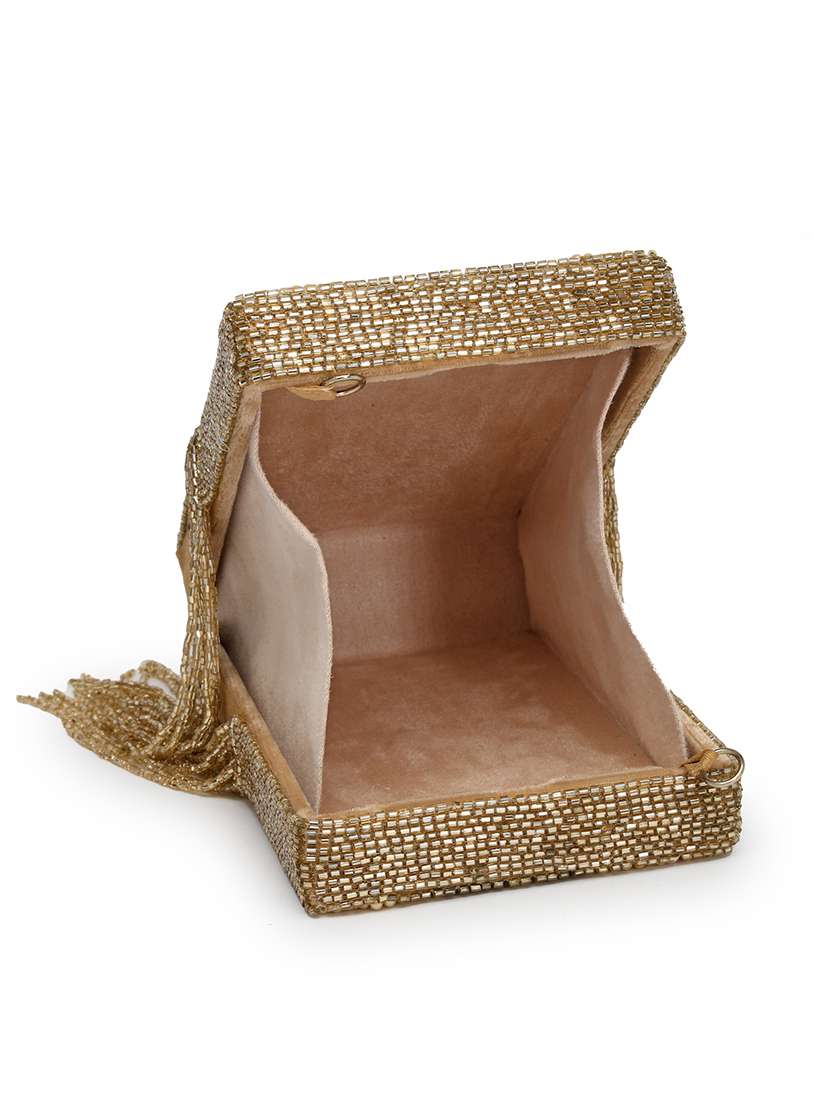 Women Embellished Clutch With Detachable Strap