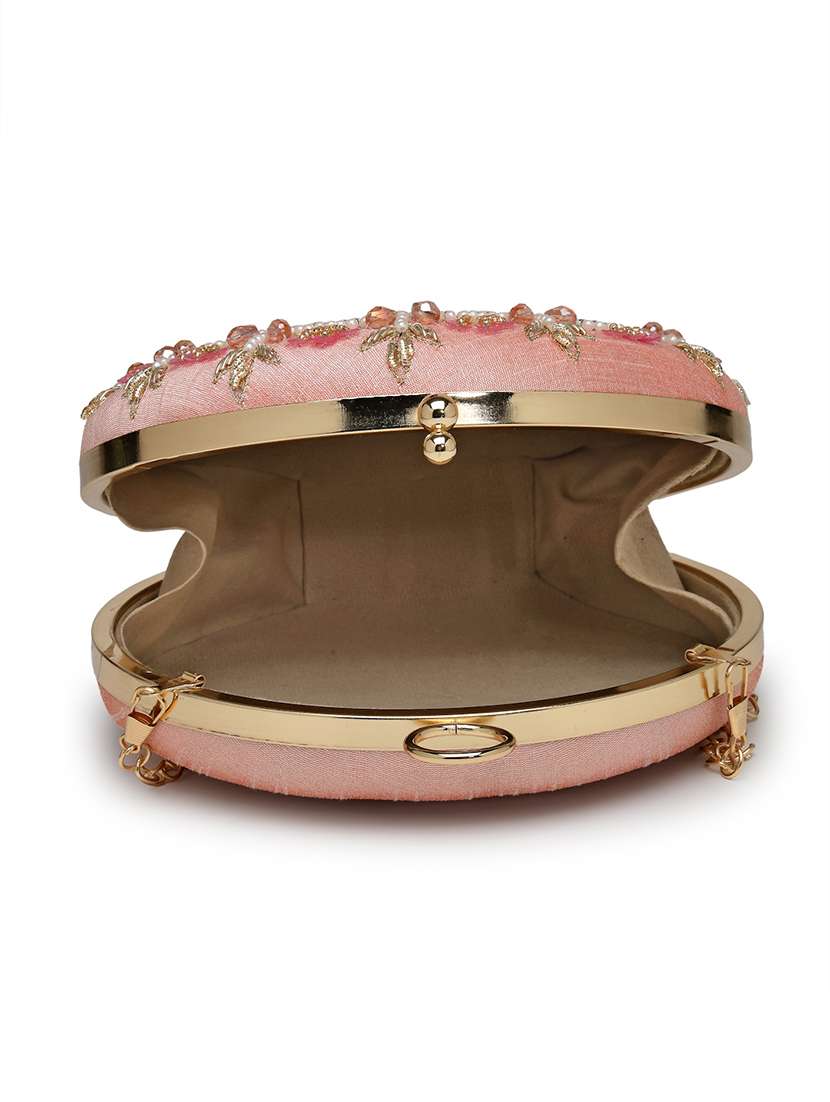 Women Embellished Clutch With Detachable Sling Chain