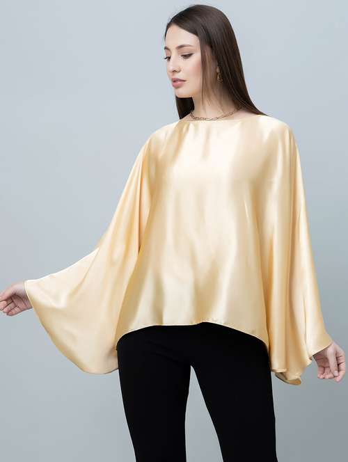 Women Solid Kimono Sleeves Kaftan Top