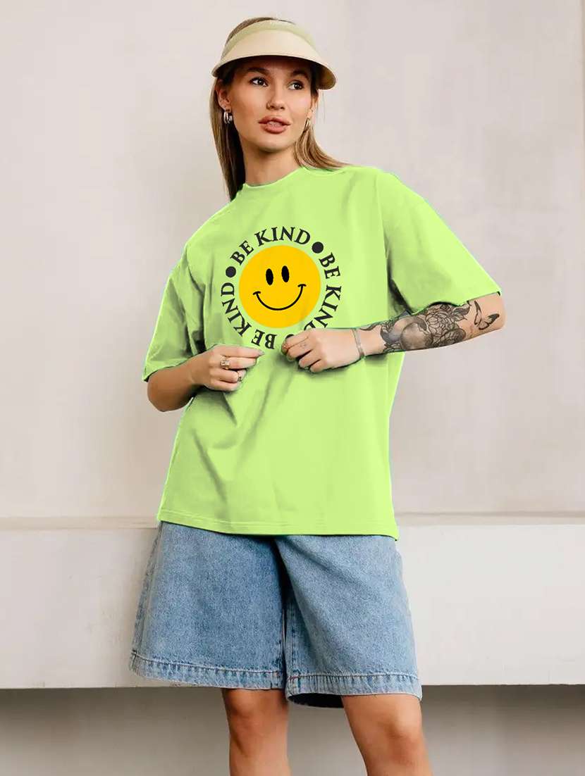 Women Printed Short Sleeves Oversized T Shirt