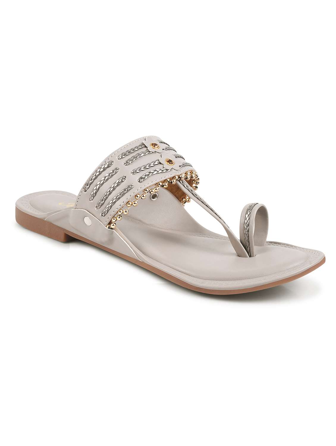 Grey Pu One Toe Kolhapuris
