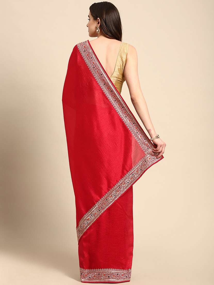 Women Solid With Bordered Saree With Blouse