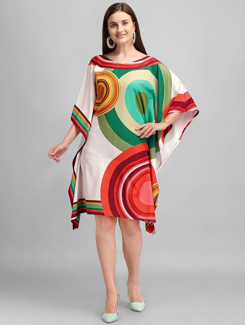 Women Printed Kimono Sleeve Kaftan Dress