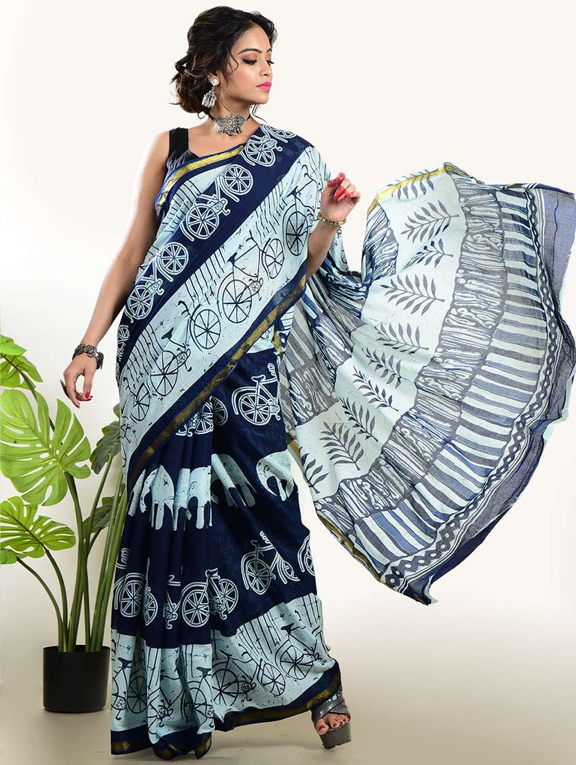 Women Printed Casual Wear Saree With Blouse