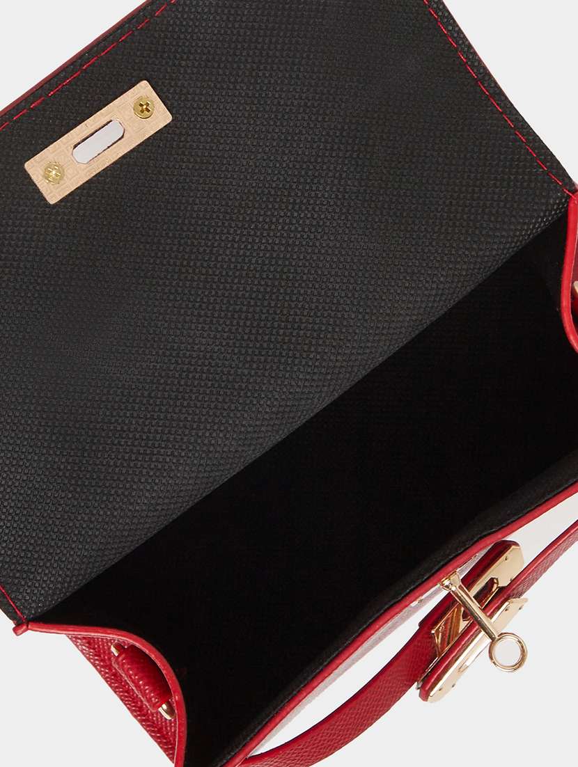 Red Buckle Lock Detail Handbag