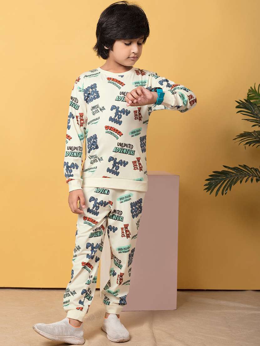 Boys Printed T Shirt & Jogger Full Length Set