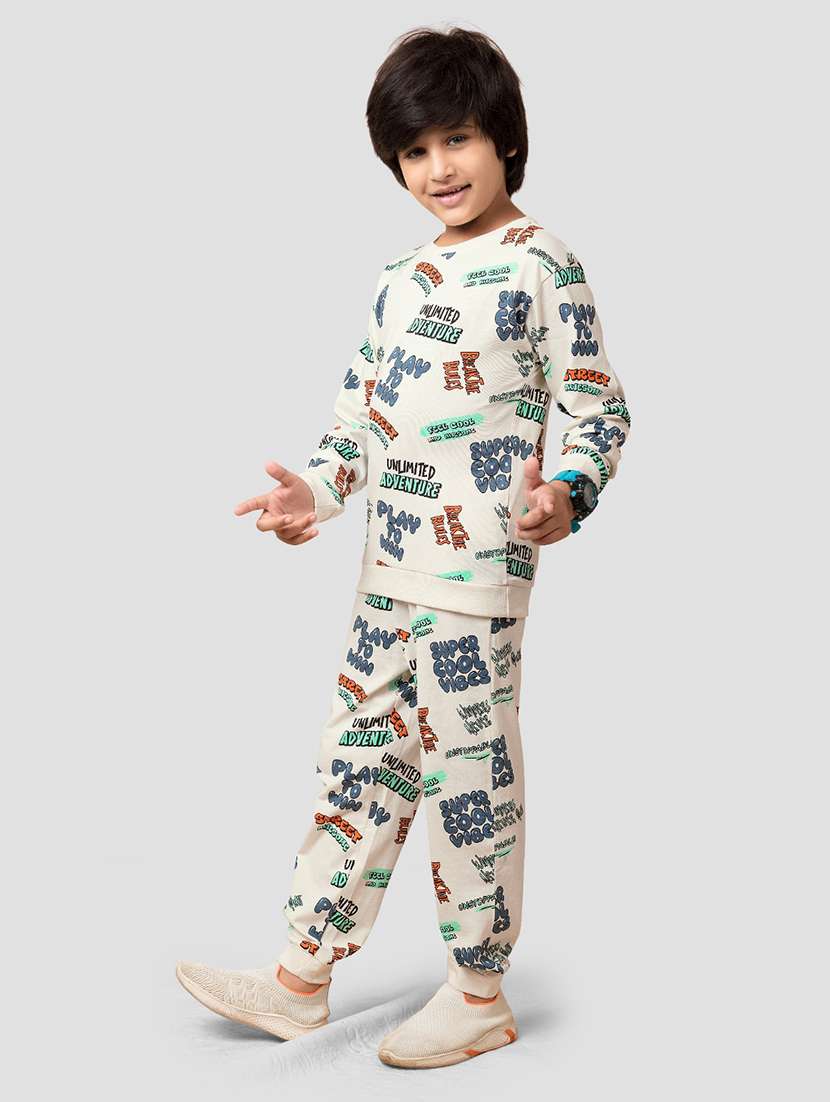 Boys Printed T Shirt & Jogger Full Length Set