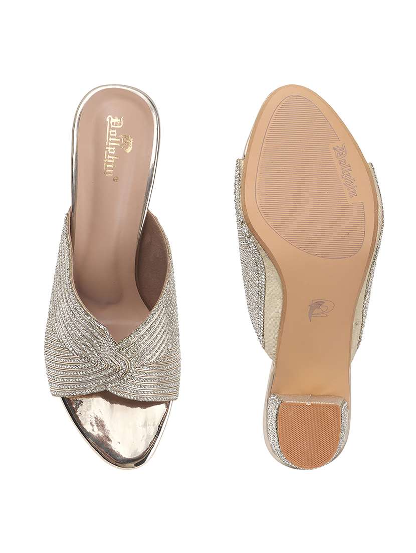 Women Gold Slip On Sandal