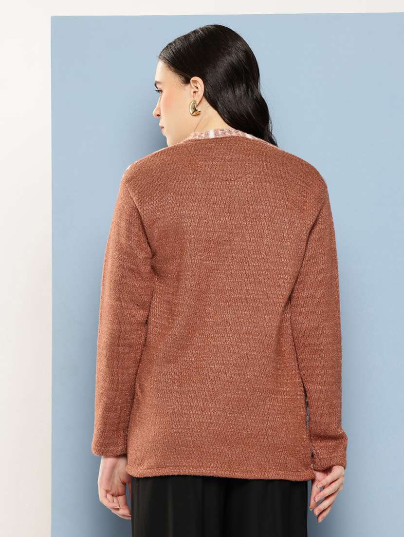 Women Self Design Long Sleeve Cardigan