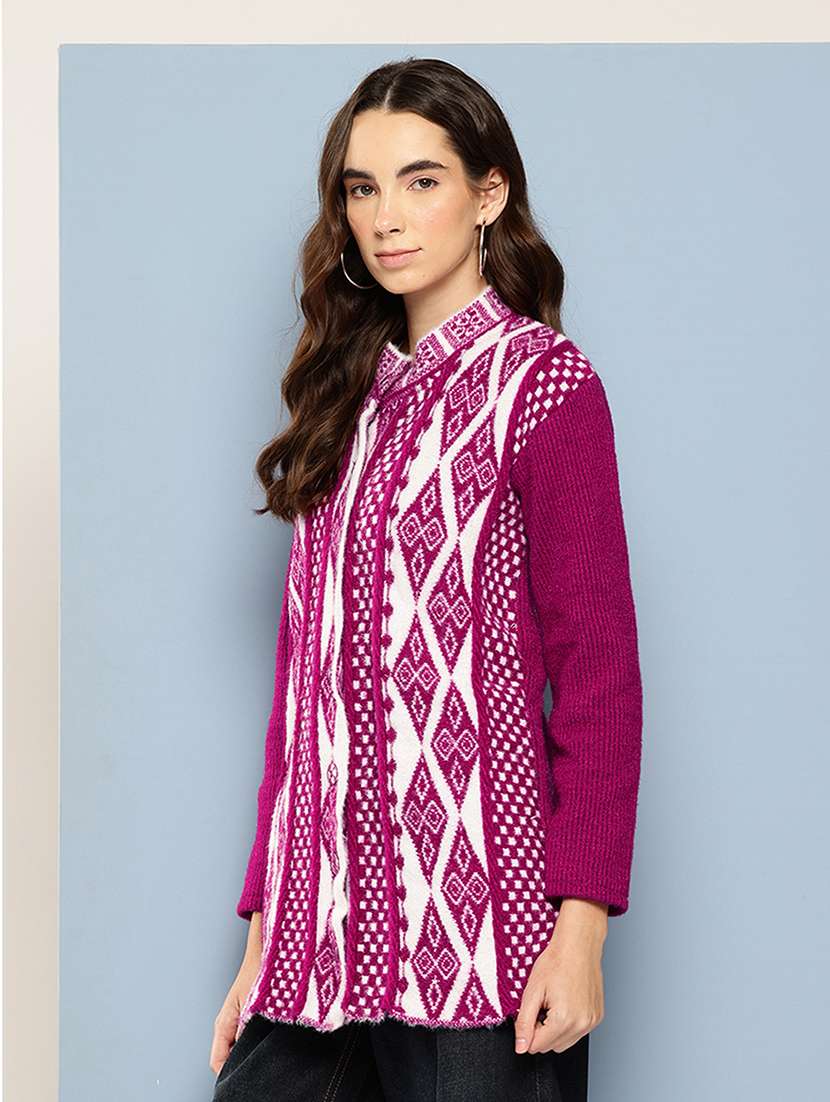 Women Self Design Long Sleeve Cardigan