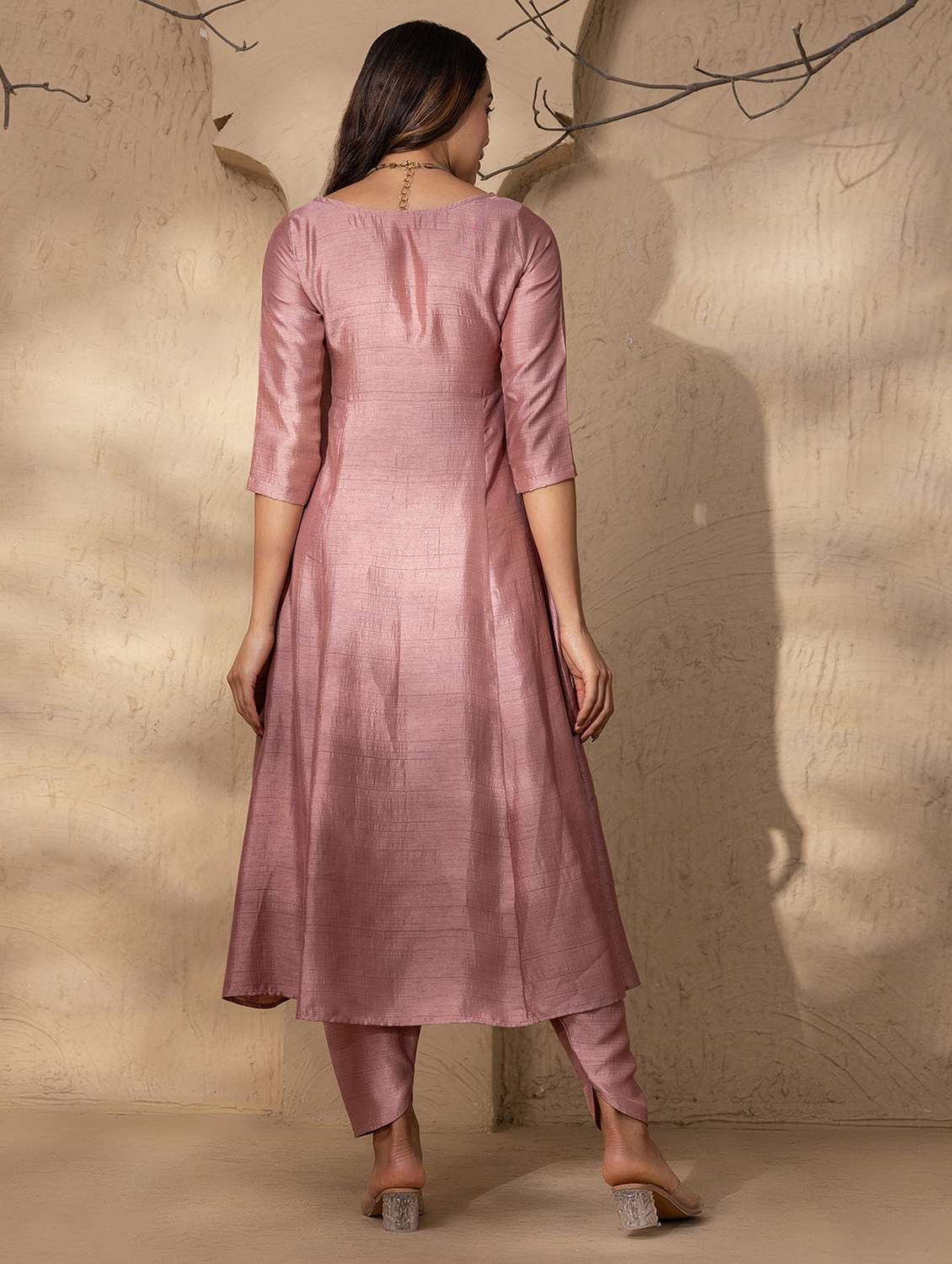 Women Solid Dhoti And High Low Kurta Set