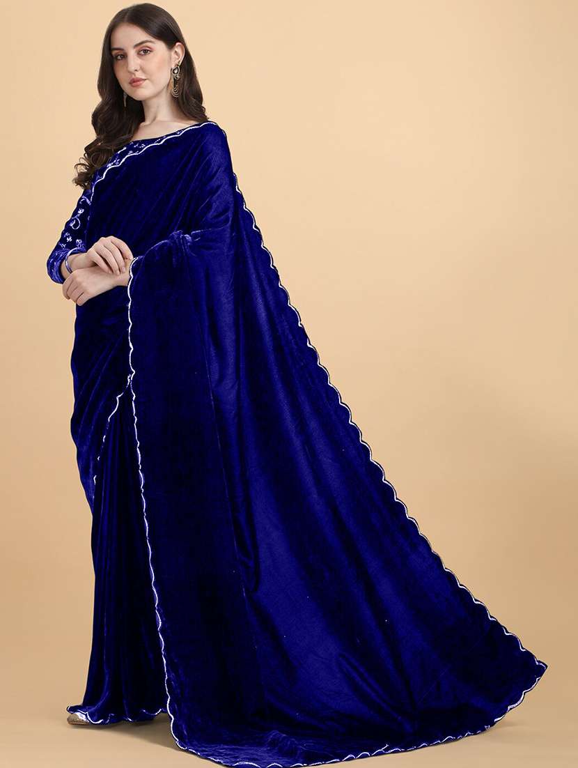 Women Solid Plain Saree With Blouse