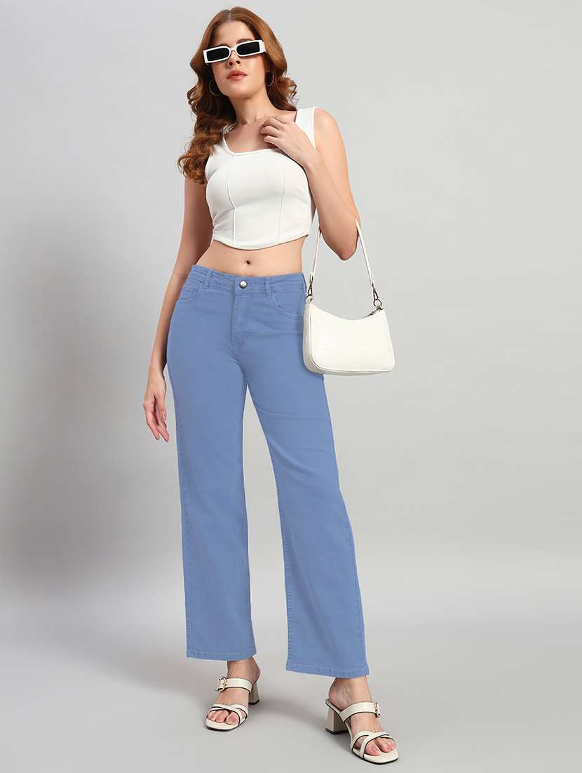 Women Solid High Rise Staright Fit Jeans  