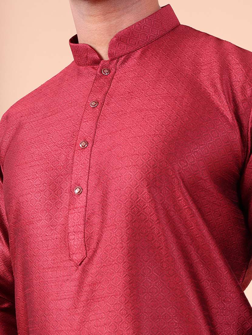 Men Mandarin Neck Kurta Pyjama Ethnic Wear Set