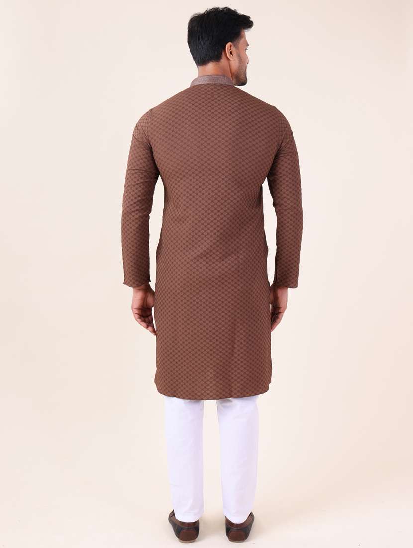 Men Mandarin Neck Kurta Pyjama Ethnic Wear Set