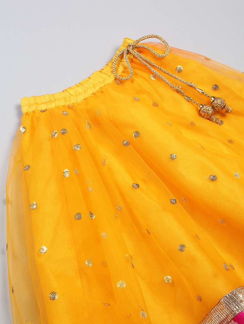 Girls Embellished Lehenga Choli With Dupatta Set