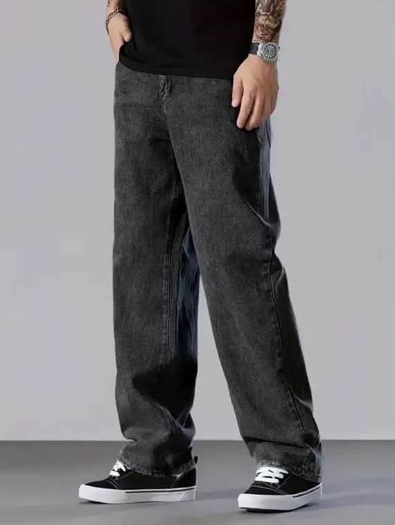 Men Plain Mid Rise Baggy Jeans - Image 2