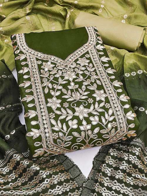 Women Solid With Work Embroidered Unstitched Suit Set