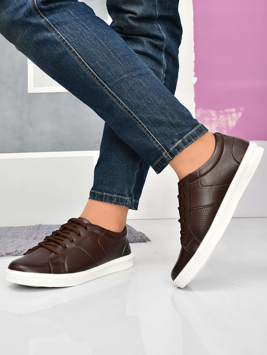 Men Brown Lace-Up Sneaker - Image 2