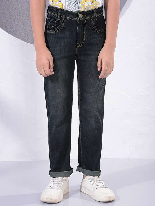 Boys Solid Mid Rise Slim Fit Jeans