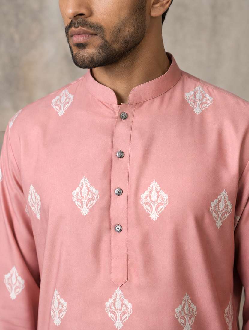 Men Embroidered Mandarin Neck Short Kurta - Image 2