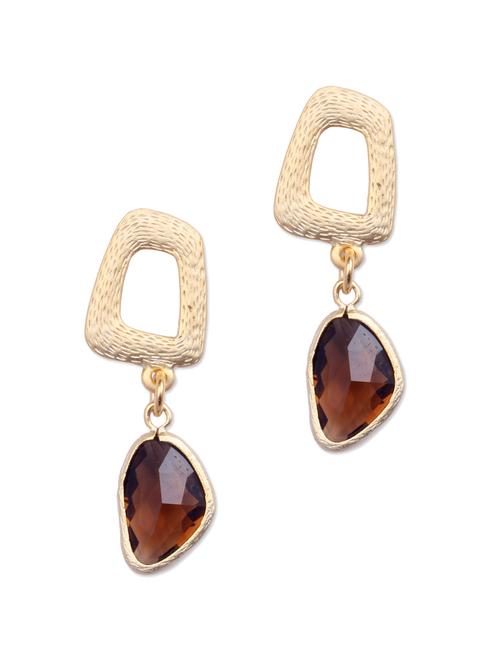 Elegant Gold Brown Stone Earrings Elegant Gold Brown Stone Earrings
