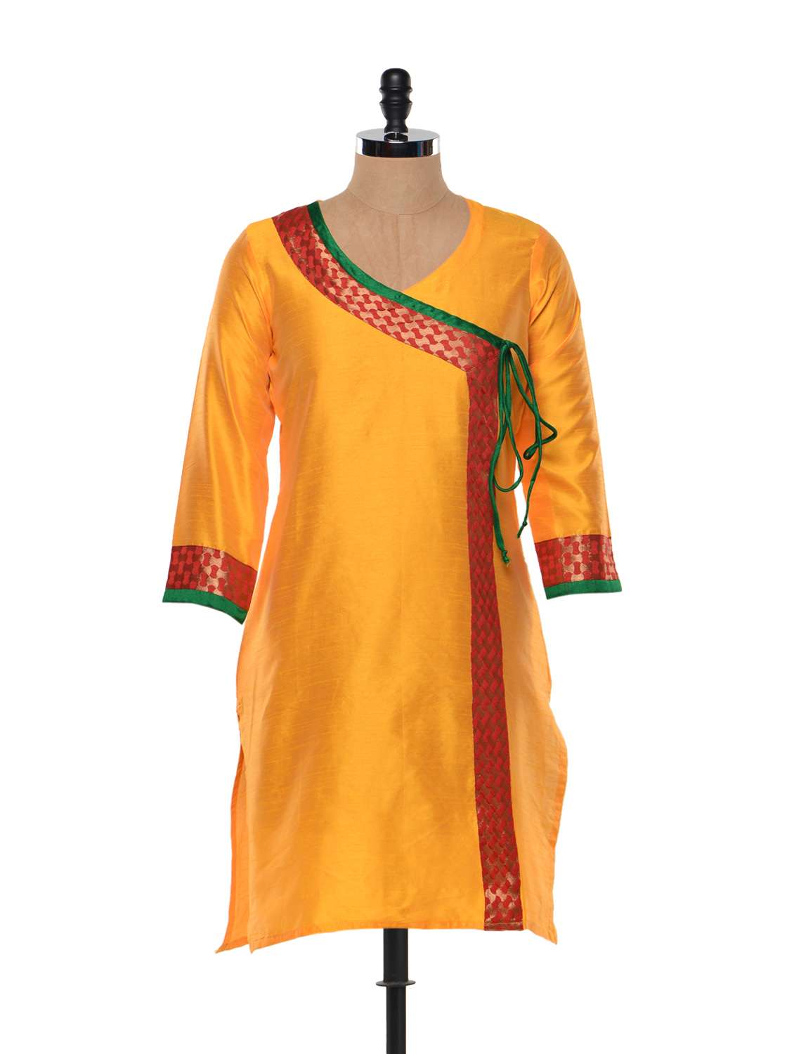 Buy online Regal Angarakha Style Yellow Kurti from Kurta Kurtis for