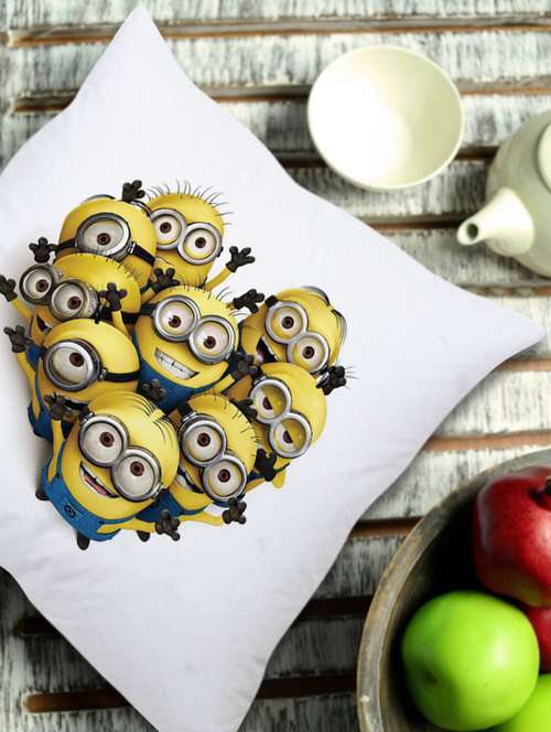 Minions Printed Cushions Cover  (Pack of 5,16*16 cm, Multicolor)