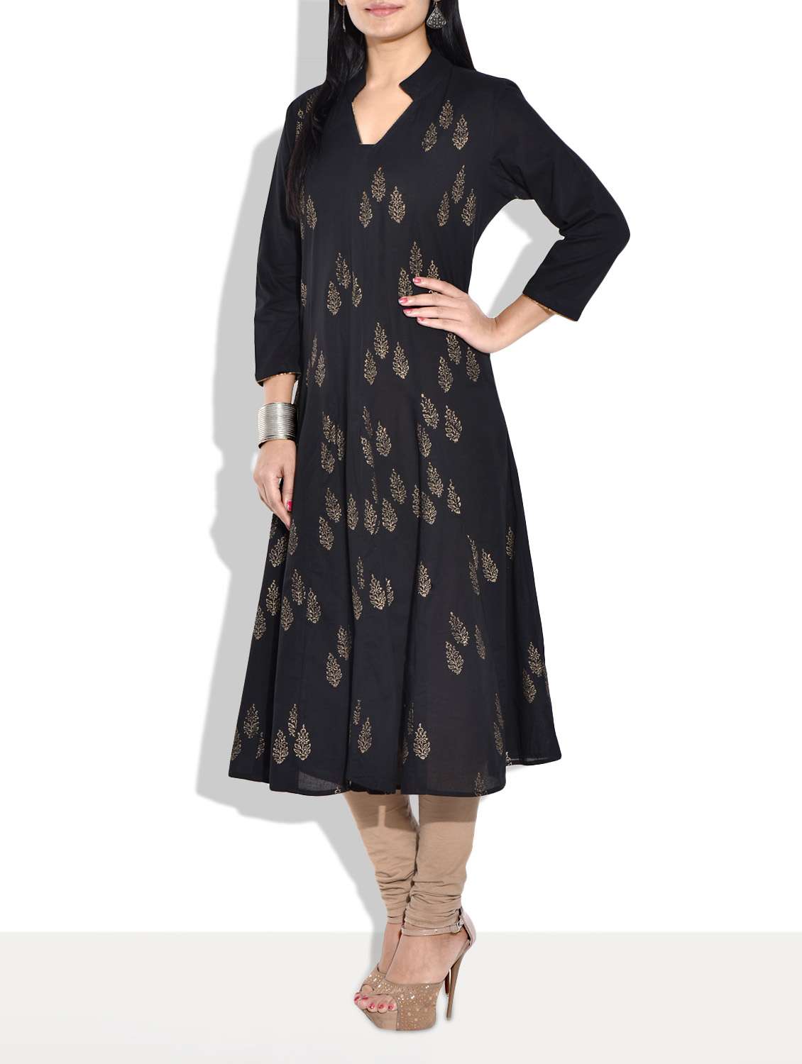 Buy online Black Anarkali Kurta from Kurta Kurtis for Women